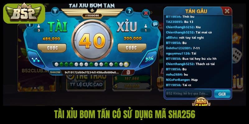 Tài xỉu bom tấn - Game chơi với công nghệ bảo mật SHA256 - kotx